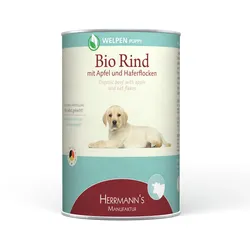 Herrmann's Selection Welpe 12x400g Dose Hundenassfutter Bio Rind mit Apfel & Haferflocken