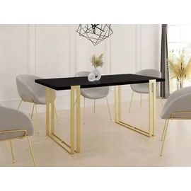 egen micha kliszczun Ausziehbarer Esstisch - Großer Tisch im Loft-Stil mit Golden Metallbeinen 140 bis 240 cm - Industrietisch für das Wohnzimmer - Spacesaver - Schwa... - Schwarz
