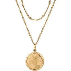 Firetti Kette mit Anhänger »Schmuck Geschenk Edelstahl Halsschmuck Halskette Planet Earth Welt«, mit Zirkonia (synth.) Firetti gelbgoldfarben,kristallweiß