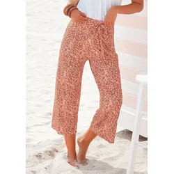 Culotte, (mit Bindegürtel), mit Blätterdruck und Bindeband, luftig-leichte Sommerhose, Gr. 40 - N-Gr, rot bedruckt, , 40845864-40 N-Gr