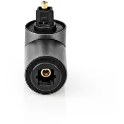 Nedis Toslink Adapter - Toslink Buchse - Toslink Stecker - 90° abgewinkelt - Aluminium - Gun Metal Grau - 1 Stück - Box