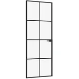 vidaXL Innentür Schwarz 76x201,5 cm Hartglas & Aluminium Schlank