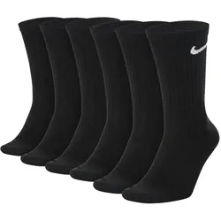 NIKE Unisex Tennissocken, 6er Pack - Cushioned - Training Crew Socks, einfarbig, Logo Schwarz 38-42