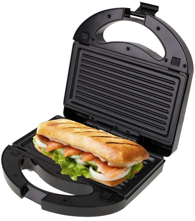 Mesko Kontaktgrill MS 3045, 1000 W, Sandwichmaker, Waffeleisen, Elektrogrill, Toastautomat, Sandwich-Toaster, Paninigrill, Heizplatten, Kochplatten, Grill, Fleisch, schwarz schwarz