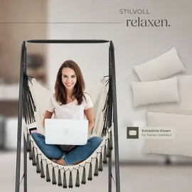 Tectake tectake® Hängesessel, Alison, Boho-Style, Belastbarkeit 160kg