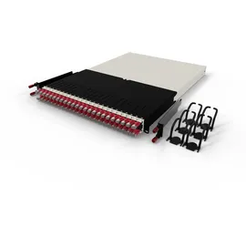 PATCHBOX patchbox.one / 30RU / STP (1,8 m) mit 24 Kassetten, Patchkabel Cat. 6a, U/FTP, PoE, Kabel rot