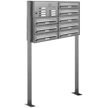 AL Briefkastensysteme Premium Edelstahl Standbriefkasten Anlage Silber