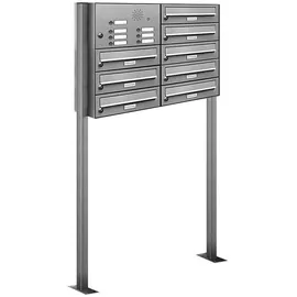 AL Briefkastensysteme Premium Edelstahl Standbriefkasten Anlage Silber