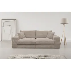 Big-Sofa WERK2 "Rozzana mit viel Platz und aktuellen Bezugsvarianten", grau (taupe), B:246cm H:82cm T:105cm, 100% Polyester, Sofas, mit losen Rückenkissen