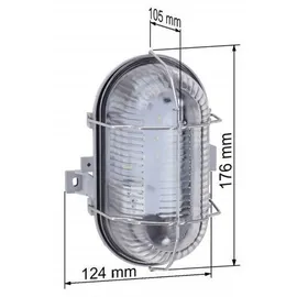 PROTEC.class PLEDOVG8W LED-Ovalleuchte, grau Glas, 8W