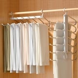 2 Stück Hosenbügel Platzsparend 6 in 1 rutschfeste magische Kleiderschrank Organizer Weiße Kleiderbügel für Hosen aus Edelstahl Mehrfach Hosenbügel Platzsparend für Schals, Hosen, Kleidung