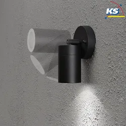 Konstsmide Außen-Wandspot MODENA, schwenkbar, GU10 max. 7W, Lichtkegel 105°, Schwarz, Aluminium / Klarglas KON-7598-750