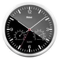 MEBUS Quarz-Wanduhr 25,0 cm 56731 silber/schwarz