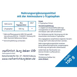 natürlich lang leben L-Tryptophan Pulver 100 g