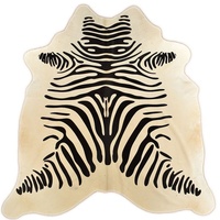 Fellteppich Kuhfell creme weiß mit Zebra Print 190 x 180 cm Rinder Fell Teppich, KUHFELL online & NOMAD weiß