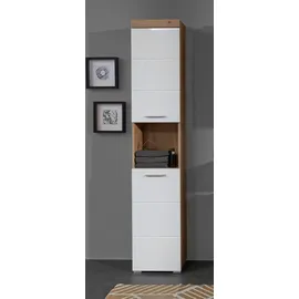 trendteam Hochschrank Amanda weiß Hochglanz Asteiche Nachbildung B/H/T: ca. 37x190x31 cm