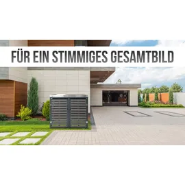 MCW 2er Mülltonnenverkleidung MCW-K14, Mülltonnenbox mit Pflanzkasten, 124x134x84cm WPC Edelstahl 79kg ~ anthrazit