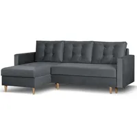 Beautysofa Ecksofa mit Schlaffunktion Sigurd L, Klassisches Design, Skandinavischer Stil, mit Bettkasten grau