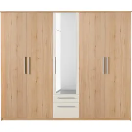 Priess Kleiderschrank 231 x 195 x 54 cm Beige/Weiß