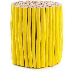 Beistelltisch Guadalupe aus Teakholz, Gelb Ø 38 cm