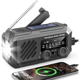 Notfallradio 2000mAh AM/FM Solar Kurbelradio LED Taschenlampe SOS Outdoor, Camp.