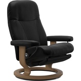 Stressless Relaxsessel STRESSLESS Garda Sessel Gr. Leder BATICK, PowerTM Leg & Back-mit Akku-Classic Base Eiche, B/H/T: 85 cm x 100 cm x 77 cm, schwarz (black batick) Lesesessel und Relaxsessel