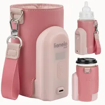 lionelo Thermup Go Evo Tragbarer Babyflaschenwärmer, hält Flüssigkeiten warm, 5 Betriebstemperaturen von 38 bis 50o C, USB-C Aufladung, bis zu 9 Stunden Betrieb, LCD Display