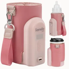 lionelo Thermup Go Evo Tragbarer Babyflaschenwärmer, hält Flüssigkeiten warm, 5 Betriebstemperaturen von 38 bis 50o C, USB-C Aufladung, bis zu 9 Stunden Betrieb, LCD Display