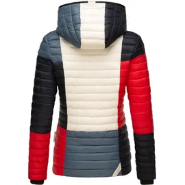 Navahoo Damen, Übergangsjacke Colorblocking leichte Steppjacke mit Kapuze Multikulti Multicolour French-Tricoloree Gr. M - M