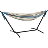 Woma Hängematte WOMA Outdoor Hängematte für 2 Personen (Stück, 1 St., Doppel Hängematte), Doppel Hängeliege 200 x 150 cm mit Metall Gestell blau