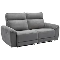 Vente-unique-Relaxsofa 3-Sitzer elektrisch - Stoff - Grau - DJARALO