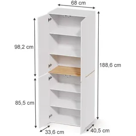 Vicco Viktor Hochschrank 68 x 188,6 cm Weiß/Artisan-Eiche