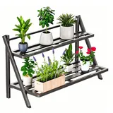DHYGOTFUR Blumenständer Pflanzenregal Mehrstöckig Draußen& Innen Aluminium, Pflanzentreppen Blumenregal für Garten, Balkon, Terrasse, Hof, Zimmerecke, Wohnzimmer (2 Ablagen)
