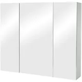 Mendler Spiegelschrank HWC-B19b, Badschrank Hängeschrank, 6 Regalböden hochglanz FSC®-zertifiziert 70x80x16cm ~ grau