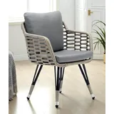 Xlmoebel Gartenstuhl Eleganter Rattan-Sessel für die Terrasse in modernem Grau-Look, Hergestellt in Europa grau