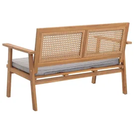 MCW Garten-Garnitur MCW-N46, Lounge-Set Gartenlounge Bank Sessel Tisch, Holz Akazie MVG-zertifiziert ~ Kissen grau
