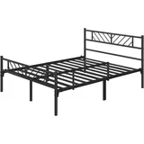 Yaheetech - Metallbett 140 x 200 cm Minimalistischer Bettrahmen mit Kopfteil Gästebett mit Lattenrost für Schlafzimmer Gästezimmer 32cm Höhe unter