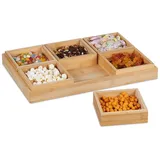 Relaxdays Tablett, 7-tlg. Snackschalen-Set
