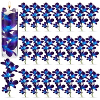 Blaue violette Kunstblumen blaue Orchidee Blume Vase Füllstoffe Faux Lila Orchidee Hochzeit Tischdekoration Füllung für schwimmende Kerzen Hochzeit Geburtstag Party Tischdekorationen (32 Stück)