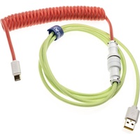 Ducky Premicord Spiralkabel USB-C auf USB-A, 1.8m, Strawberry Frog rot/grün (DKCC-SFCNC1)