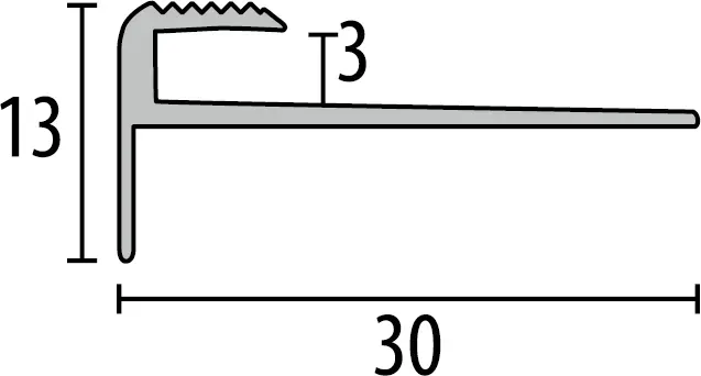 Parkettfreund -Treppenkantenprofil PF 809 F3 poliert 1000x30 mm - 3 mm Aluminium poliert gerillt