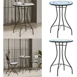 Mosaik-Bistrotisch Blau und Weiß Ø50x70 cm Keramik - Gartenmöbel - Bistrotisch - Mosaiktisch - Outdoor Möbel - Terrassenmöbel - Home & Living