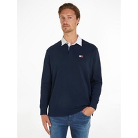 Tommy Jeans Poloshirt »TJM BADGE RUGBY«, mit farblich abgesetzten Kragen, Gr. S, Dark Night Navy, , 40296769-S