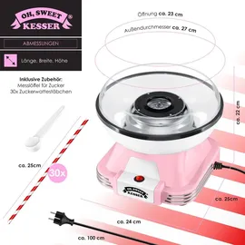 Kesser KESSER® Zuckerwattemaschine Set für dein zuhause - Mit 30x Zuckerwatte Stäbchen & Messlöffel - Retro Cotton Candy Maschine - Zuckerwatte Mas...