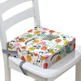 Surwin Rutschfeste Sitzerhöhung Stuhl Waschbar Kind Sitzkissen Stuhl mit Sicherheits Schnalle, Cartoon Tier 3D Sitzkissen Kinder Tragbare Sitzerhöhung Zerlegbar Sitzhilfe (Dinosaurier,32x32x8cm)