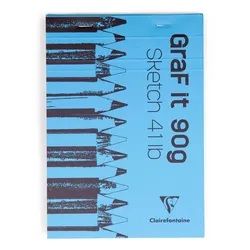 Clairefontaine 5x Skizzenblock A5 GraF'it, kopfseitig geheftet, 80 Blatt 90g - Blau 96730C