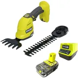 Ryobi RY18GSA-115 18 V ONE+ Akku Gras- u. Strauchschere, Schnittstärke 8 mm + 1x Akku 1,5 Ah + Ladegerät