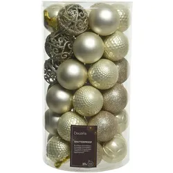37 Weihnachtskugeln 6cm Kunststoff Christbaumkugeln Christbaumschmuck champagner