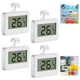 VFANDV Kühlschrankthermometer 4 Stück, Thermometer Kühlschrank Digital mit LCD-Anzeige Wasserdichte Kühlschrank Thermometer Innen Gefrierfach Thermometer Perfekt für Lnnen Außen Home Cafés Bars