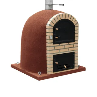 MAESTRO FERRETERO MF - Holzbackofen für den Außenbereich Modell CALDERA BANDAMA (Bordeaux - 90 x 90 x 115 cm) – Isoliert mit Kork und 3 Keramikmatten